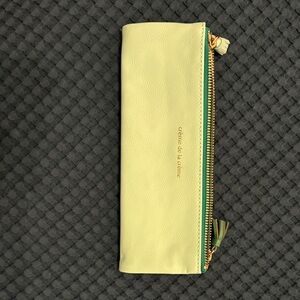 Anthropologie Yellow Cosmetic Bag with Gold Zipper